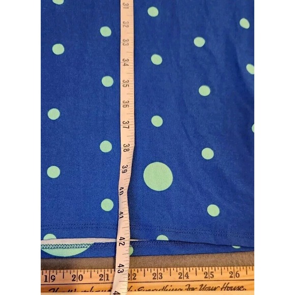 NWT LuLaRoe Julia Dress Knee Length‎ Scoop Polka Dot Royal Blue Aqua Size Large - Picture 4 of 11